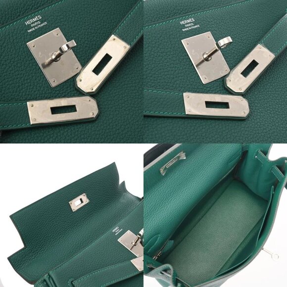 HERMES Kelly 28 O-Pass Inner Stitch 2WAY Malachite/Bleu zanzibar - Picture 6 of 12